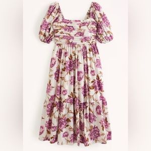 Abercrombie & Fitch Emerson Poplin Puff Sleeve Midi Dress, Size XL